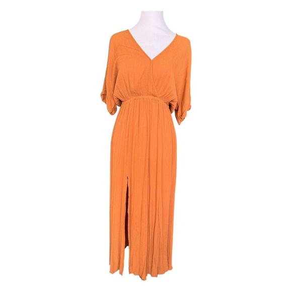 L'AGENCE Gathered Maxi Dress Surplice Neckline Dolman Sleeve Side Slit Medium - Picture 6 of 16